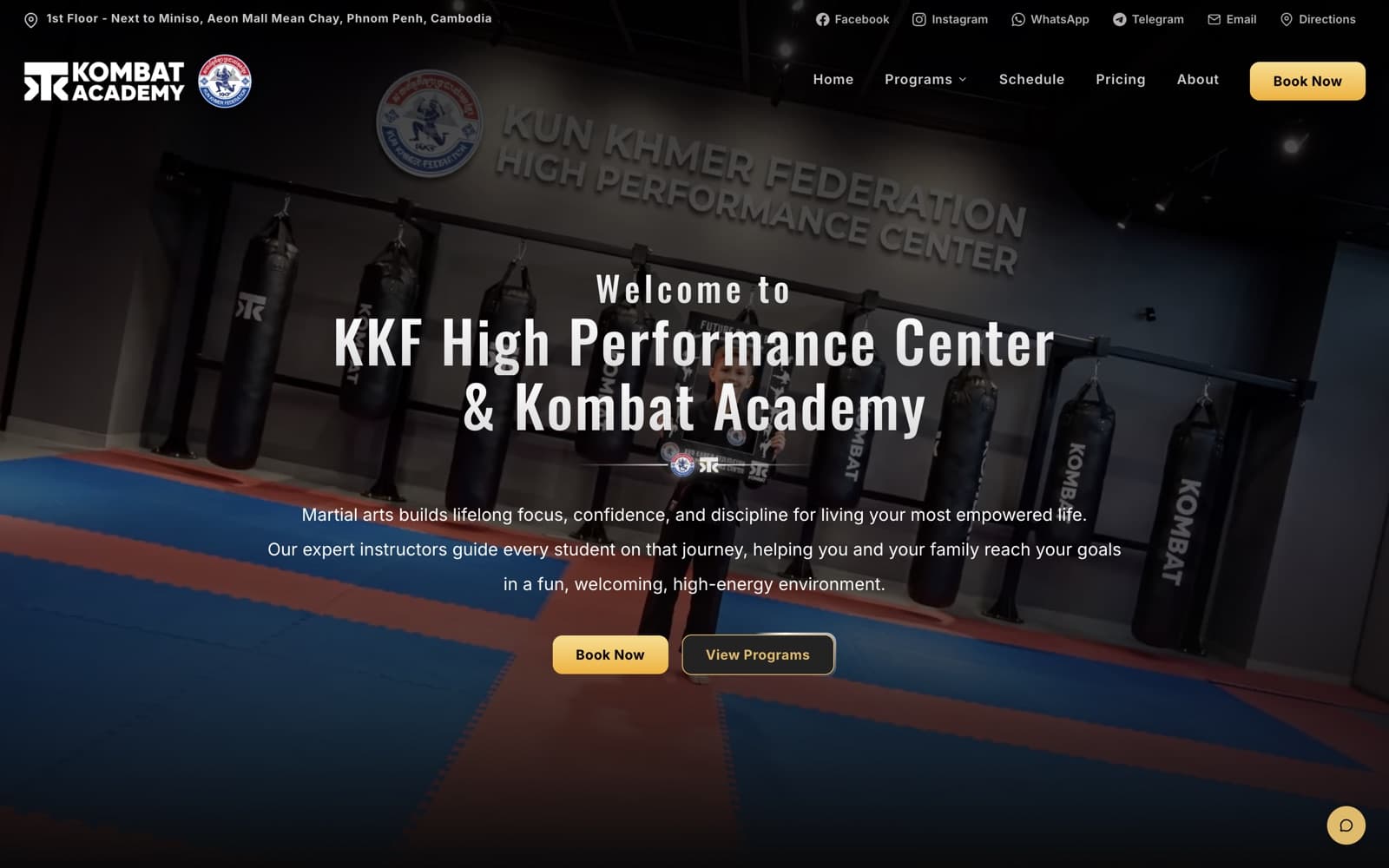 Kombat Academy homepage