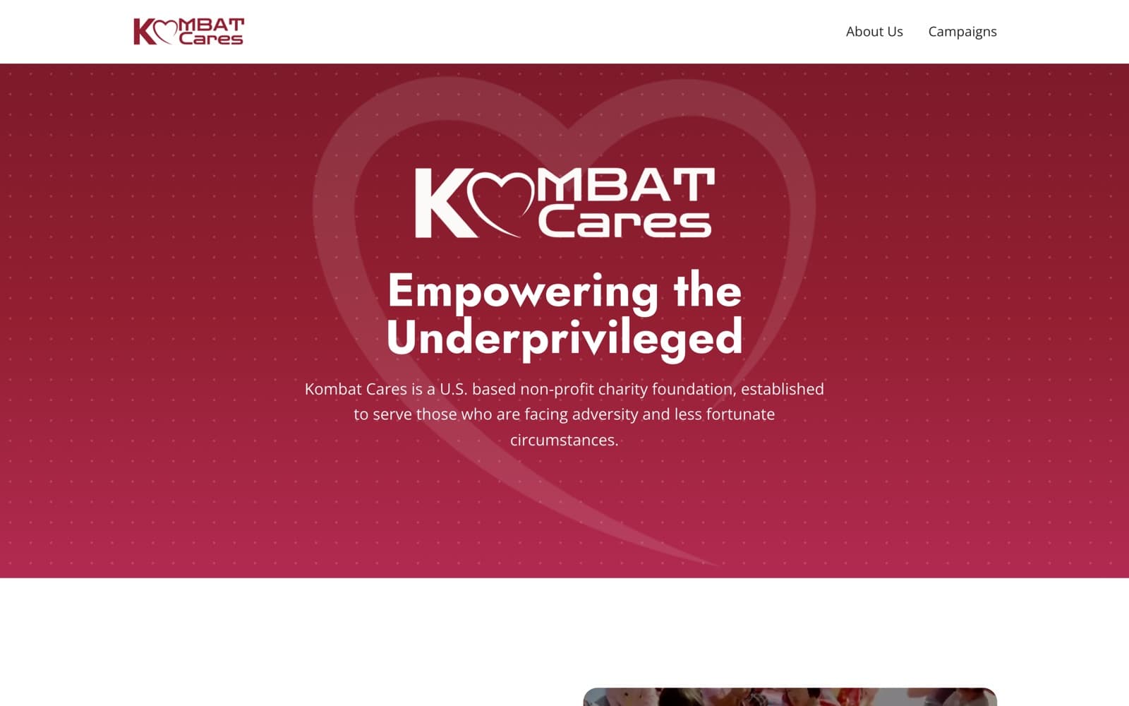 Kombat Cares homepage