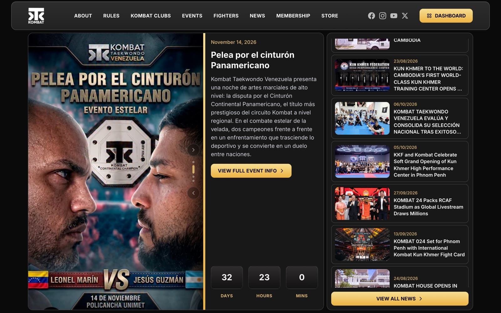 Kombat Global homepage